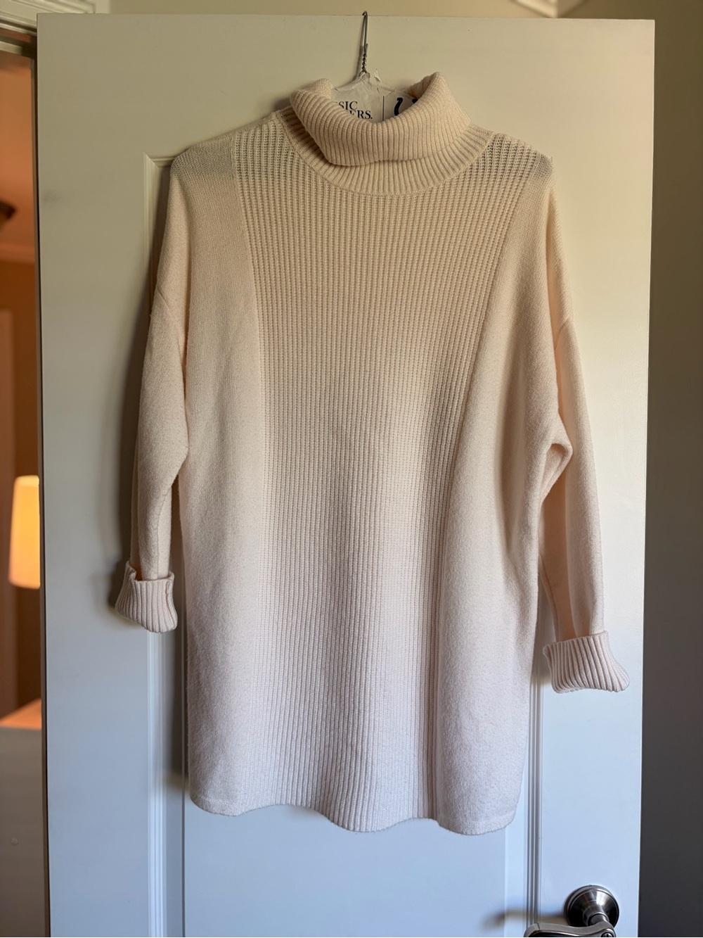 Alfani Cream Ivory Turtleneck Sweater – Ribbed Cuffs & Collar – Size L